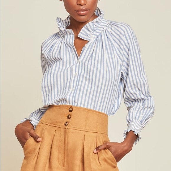 Veronica Beard Calisto Textured Striped Ruffle Collar Size Small - Picture 2 of 10